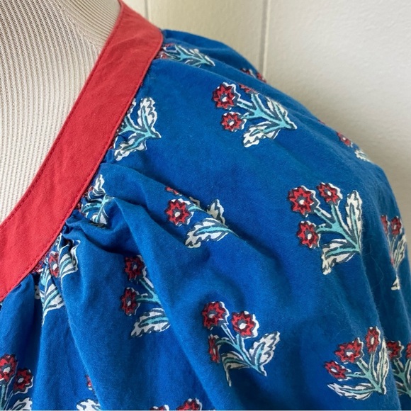 Printfresh x Paper Pencil Co Blue Red White Floral Printed Popover Dress Size M - Picture 5 of 16